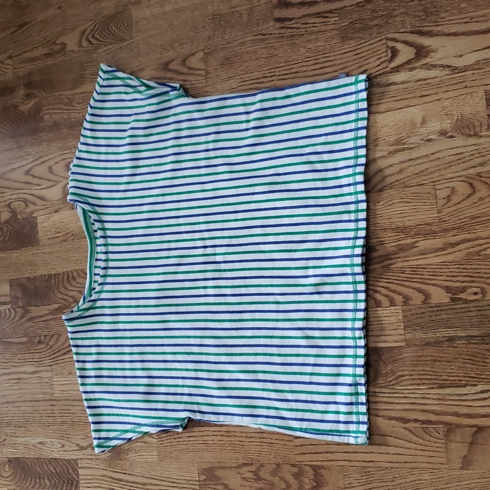 (L) T by Talbots Striped Nautical Classic T-Shirt Casual Relaxed Fit Loungewear